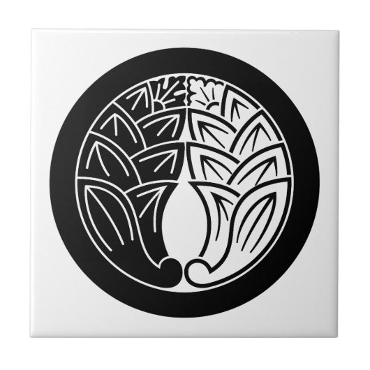 インとヤン輪に日本のイチョウを抱く タイル (正面)