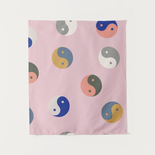 インと陽のシームレスパターン、繰り返しスピリチュアル タペストリー (正面)