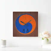 インと陽の記号（韓国） スクエア壁時計 (ホーム)