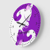インと陽紫の猫のバランス ラージ壁時計 (傾斜)