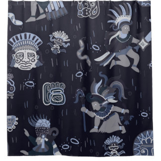 インカのパターンのシームレスなデザイン図 シャワーカーテン