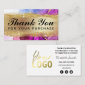 インカラフルク購入ありがとうございました金ゴールド 名刺 (正面/裏面)