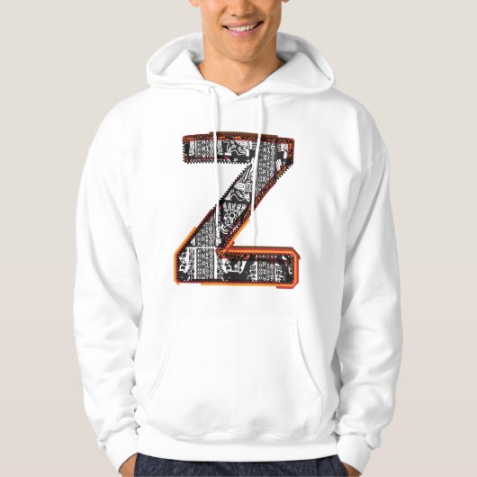 インカレターZ芸術的フォントフード付きスウェットシャツ パーカ (正面)