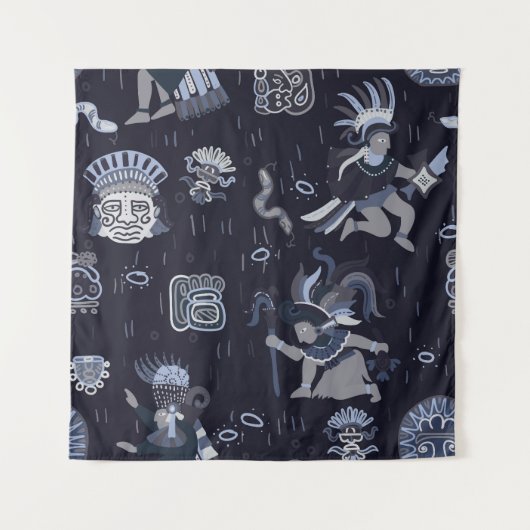 インカン文化:シームレスグラフィックパターン タペストリー (正面)