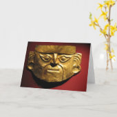 インカ人の金ゴールドのマスク、リマ、ペルー カード (黄色い花)