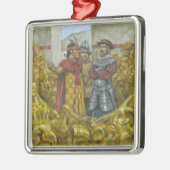 インカ人皇帝Atahualpaの隣のフランシスコPizarro メタルオーナメント (左)