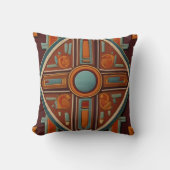 インカ十字模様の赤と黄色 クッション (正面)