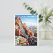 インカ帝国のペルー、山々、ヴィンテージ旅行 ポストカード (スタンド正面)