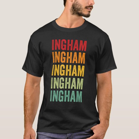 インガムカウンティミシガンレインボー文字デザイン Tシャツ (正面)