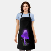 インキエレガントーキャップ白熱［赤熱］光を放つパープルマッシュルームブラック エプロン (着用した状態)