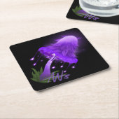 インキエレガントー帽白熱［赤熱］光を放つ紫キノコ ペーパーコースター (アングル)