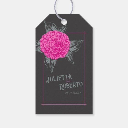 インキカメリア結婚ズピンク灰色の茶色 ギフトタグ (正面)