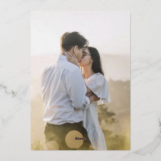 インキク結婚カメリアの茶色と金ゴールド 箔招待状 (裏面)