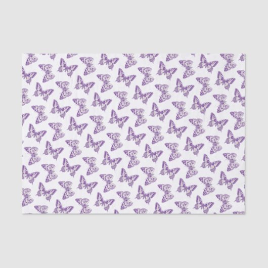 インキバタフライアートパープルホワイトティッシュペーパー 薄葉紙 (正面)