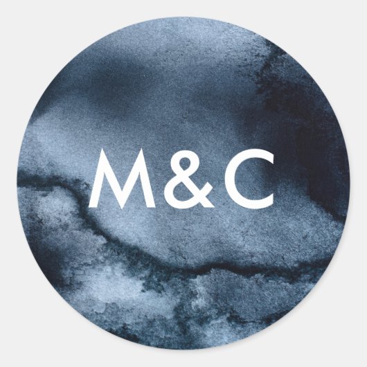 インキブラック結婚のモノグラムのステッカー ラウンドシール (正面)