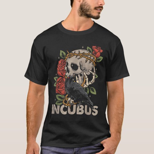 インキュバスクロウ離れスカルフラワーハロウィーンの衣装 Tシャツ (正面)