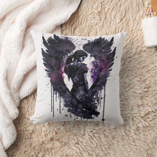 インキーな暗い翼を持つダークエンジェルバレンタイン クッション (ブランケット)