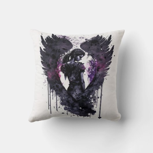 インキーな暗い翼を持つダークエンジェルバレンタイン クッション (裏面)