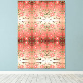 インキーブラックと桃を使ったデザイナーウォールアート キャンバスプリント (インサイチュ (ウッドフロア))