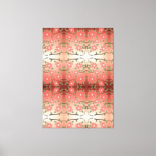 インキーブラックと桃を使ったデザイナーウォールアート キャンバスプリント (正面)