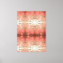 インキーブラックと桃を使ったデザイナーウォールアート キャンバスプリント