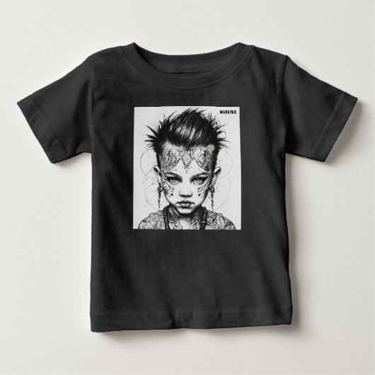 「インキ反乱者:ミニマルなパンクトゥーデザイン」 ベビーTシャツ (正面)