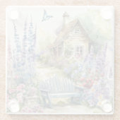 インギお洒落リッシュコテージハウスフラワーガーデン ガラスコースター (裏面)