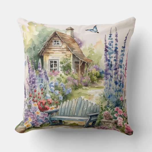 インギお洒落リッシュコテージハウスフラワーガーデン クッション (正面)