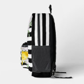 インギエレガントリッシュイエローローズ白黒ストライプズ プリントバックパック (右)