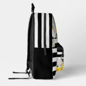 インギエレガントリッシュイエローローズ白黒ストライプズ プリントバックパック (左)