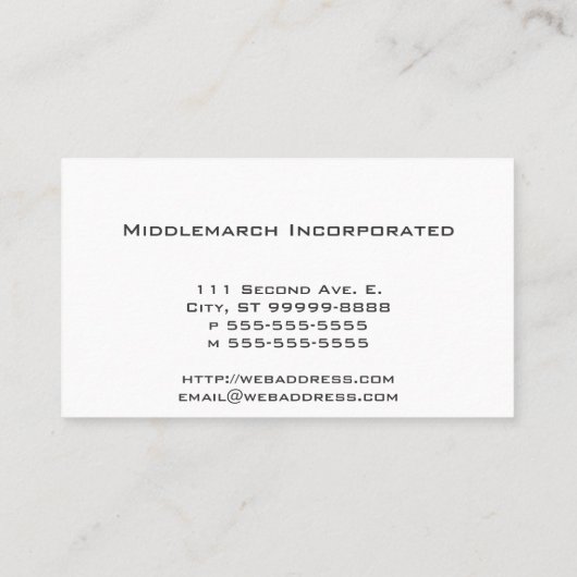 インクおよびクイル 名刺 (裏面)