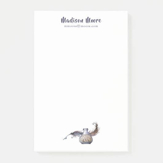 インクかわいらしとクイルの名パーソナライズされた前 ポストイット (正面)