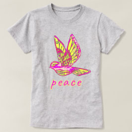 インクかわいらしと水の色の鳩と平和サインT-S Tシャツ