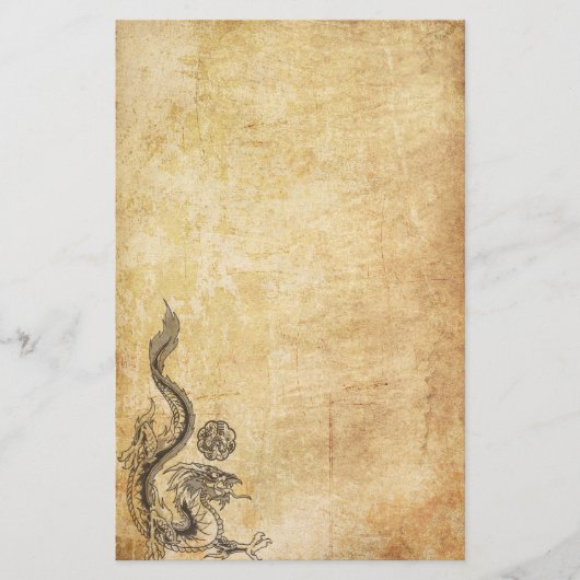 インクがしみ込む東洋のドラゴン 便箋 (正面)