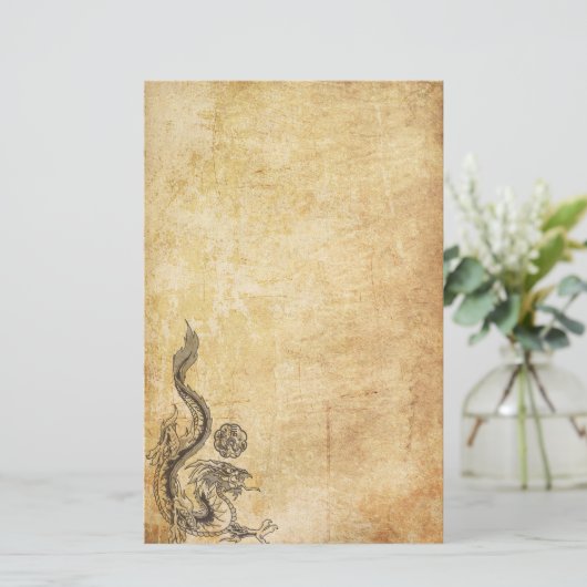 インクがしみ込む東洋のドラゴン 便箋 (スタンド正面)