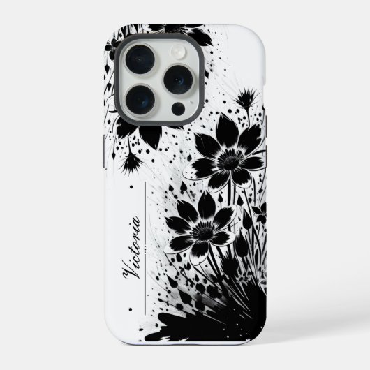 インクがはねた花開 iPhoneケース (裏面)