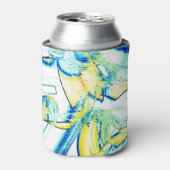 インクが複数の方向に流れた？黄色とシアン… 缶クーラー (缶正面)