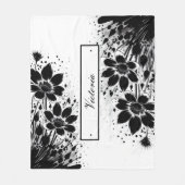 インクが飛び散った開花 フリースブランケット (正面)