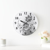 インクが飛び散った開花 ラージ壁時計 (ホーム)