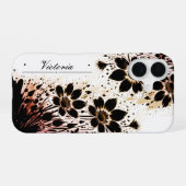 インクが飛び散った開花 iPhone 16ケース (裏面横)