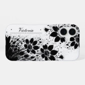 インクが飛び散った開花 iPhone 16ケース (裏面横)