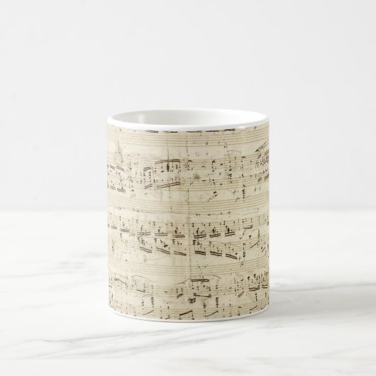 インクで手書きパーチメントの楽譜 コーヒーマグカップ (中央)