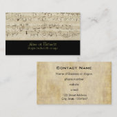 インクで手書きパーチメントの楽譜 名刺 (正面/裏面)