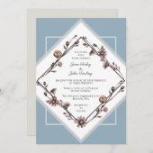 インクで描かれたデイジーの結婚式招待状 招待状 (正面/裏面)