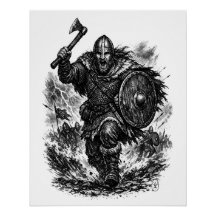 インクで描かれた嵐の戦士 ヴァイキング