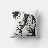 インクで描かれた猫と焚き火のそばの静けさ クッション (裏面)
