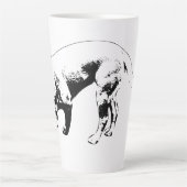 インクで描く秋の探検犬 カフェラテマグ (正面)