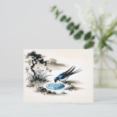 インクで流れる水を飲み中国の込む ポストカード (スタンド正面)