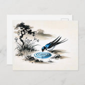 インクで流れる水を飲み中国の込む ポストカード (正面/裏面)