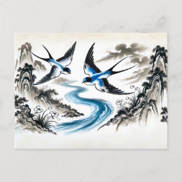 インクで空を舞うツバメ中国の|過去記事 ポストカード